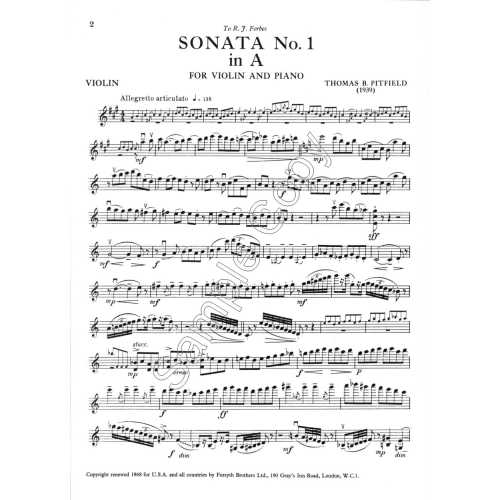Sonata in A for Violin and Piano - Thomas Pitfield