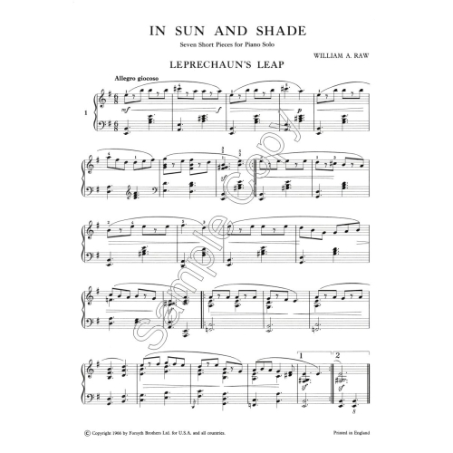 In Sun and Shade - Raw, William - Piano Solo