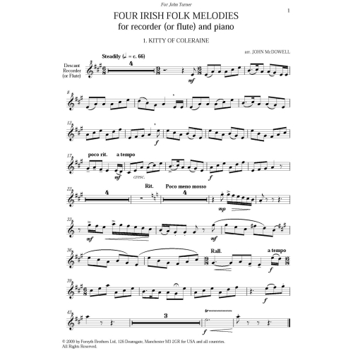 Four Irish Folk Melodies - McDowell, John