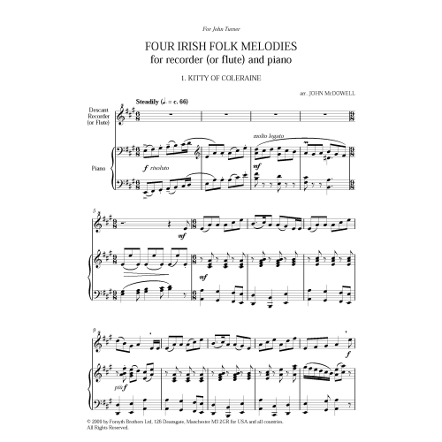 Four Irish Folk Melodies - McDowell, John
