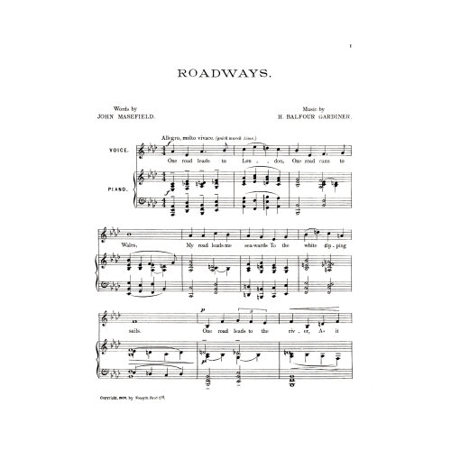 Roadways - Voice and Piano - Henry Balfour Gardiner