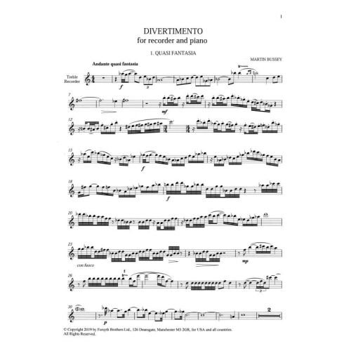 Divertimento - Martin Bussey - Recorder and Piano