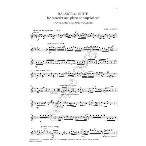 Balmoral Suite for Recorder and Piano - Robin Stevens