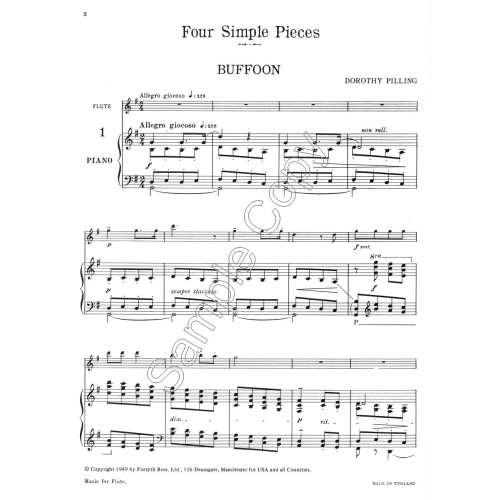 Four Simple Pieces (and Two Trios) for Flute and Piano - Dorothy Pilling