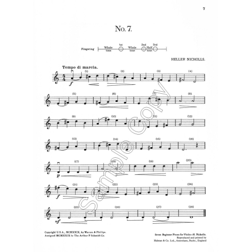 Seven Beginner Pieces for Violin - Heller Nicholls