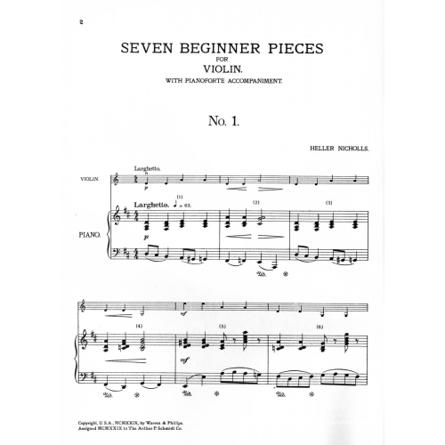 Seven Beginner Pieces for Violin - Heller Nicholls