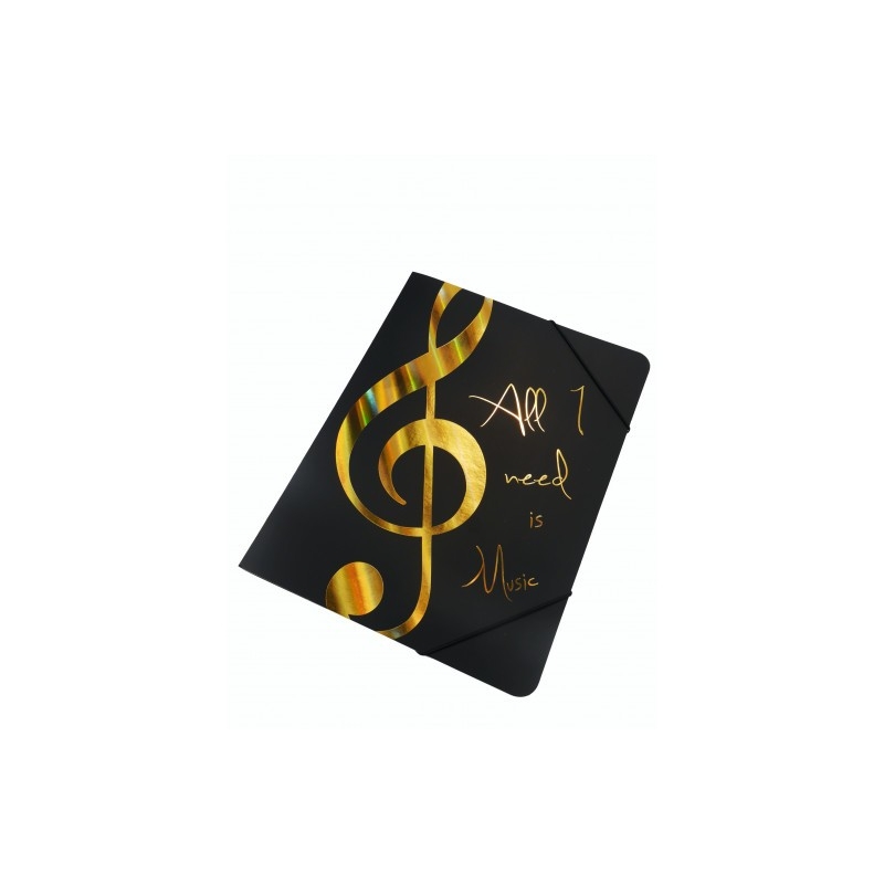 Elastic folder ''All I need is Music'' golden