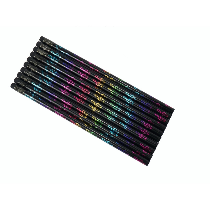 Pencil g-clef black/colourful 10 pcs