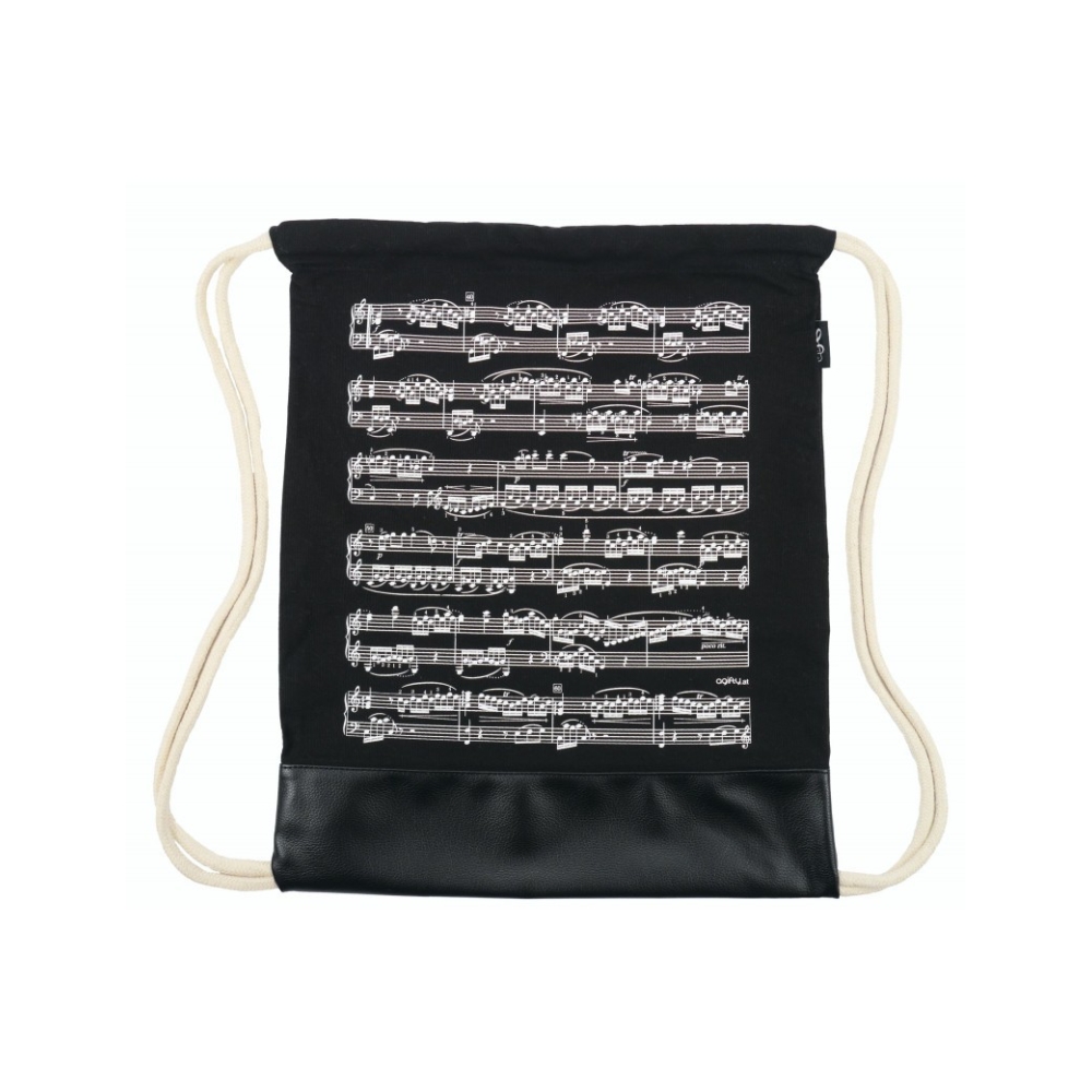 Drawstring bag notelines black canvas