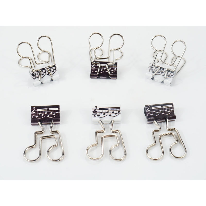Binder Clip quaver black/white 6 pcs