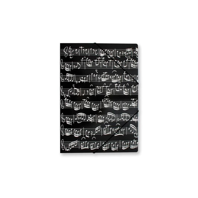 File with elastic band Sheet music black