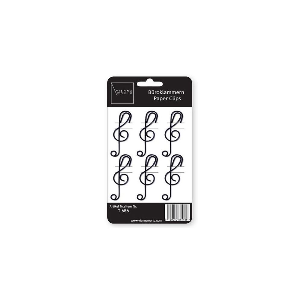Paper clips G-clef black (6 pcs)