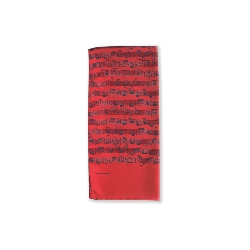 Silk scarf Sheet music red