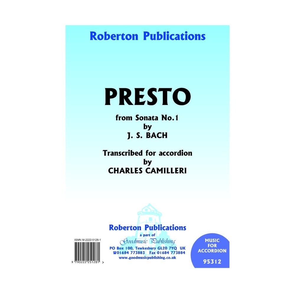 Bach, J.S - Presto (Sonata 1) (tr.Camilleri)