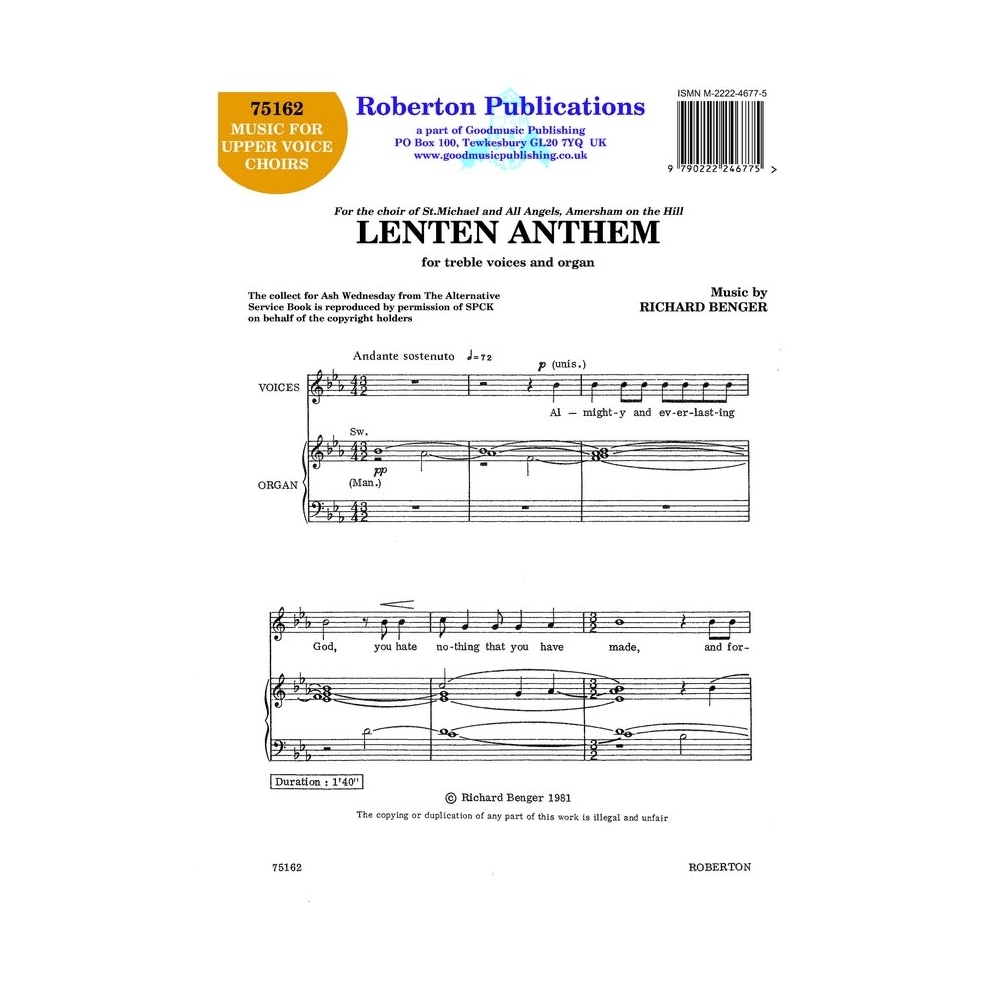 Benger - Lenten Anthem