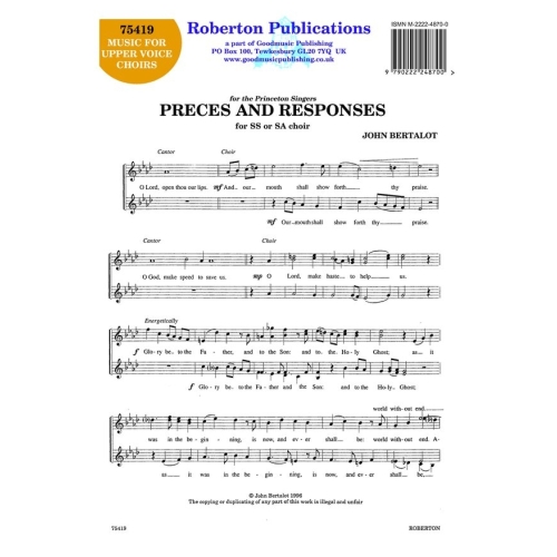 Bertalot - Preces and...