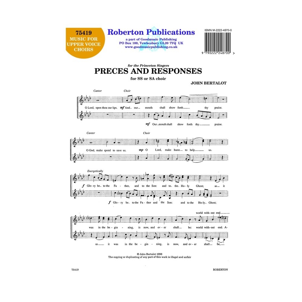 Bertalot - Preces and Responses