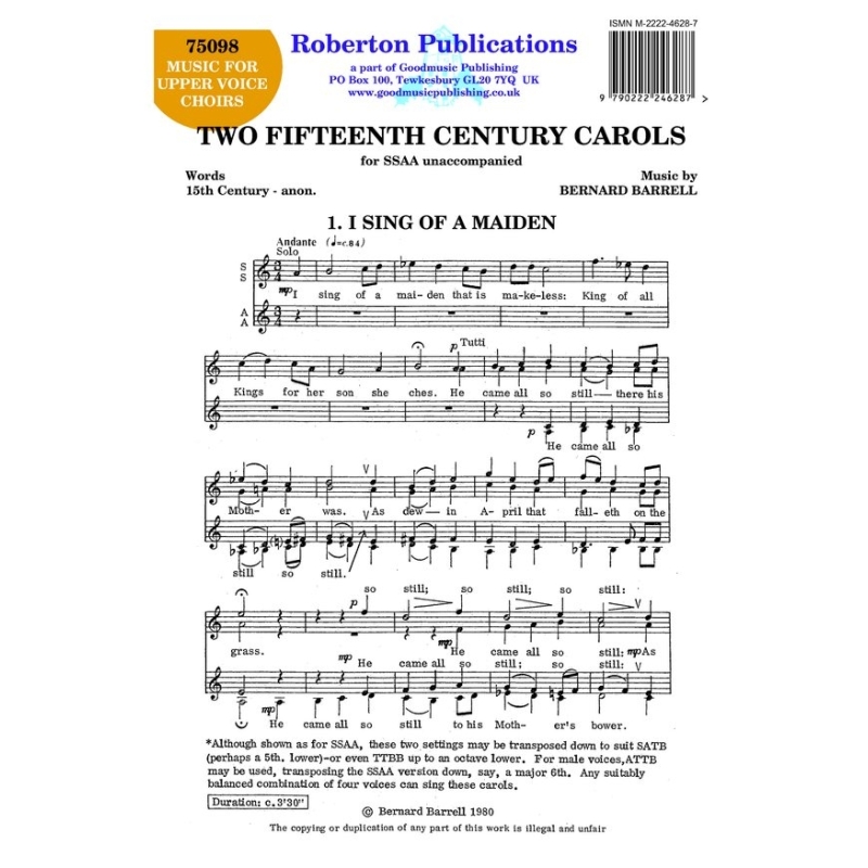 Barrell, B - Two Fifteenth Century Carols