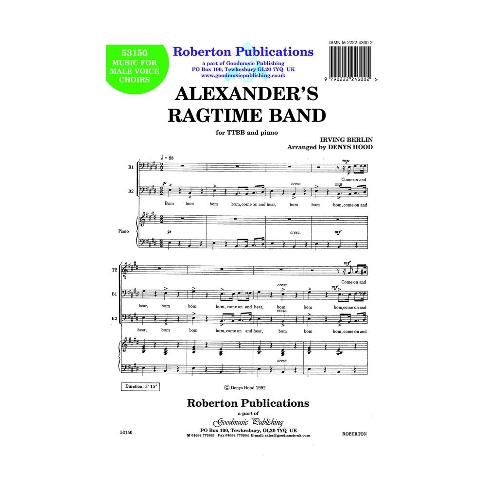 Berlin - Alexander's Ragtime Band (arr.Hood)