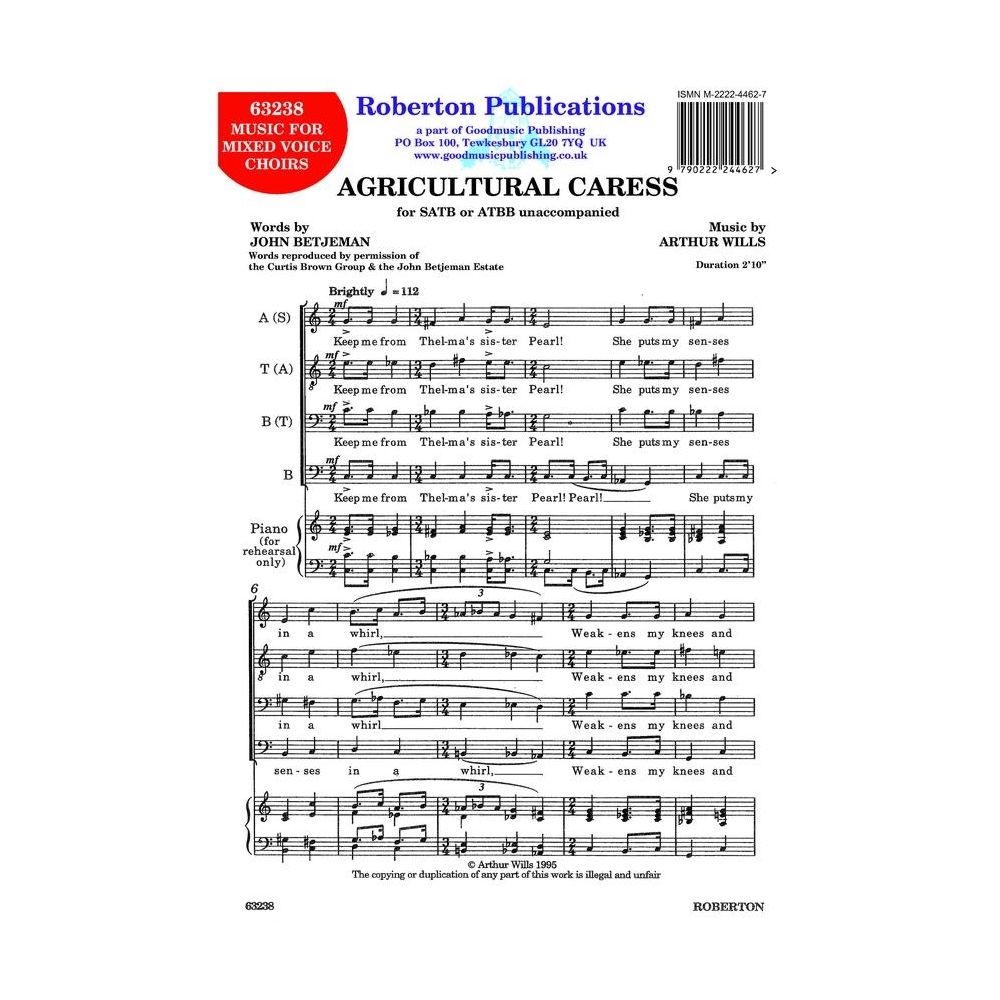 Wills, A - Agricultural Caress (SATB or ATBB)