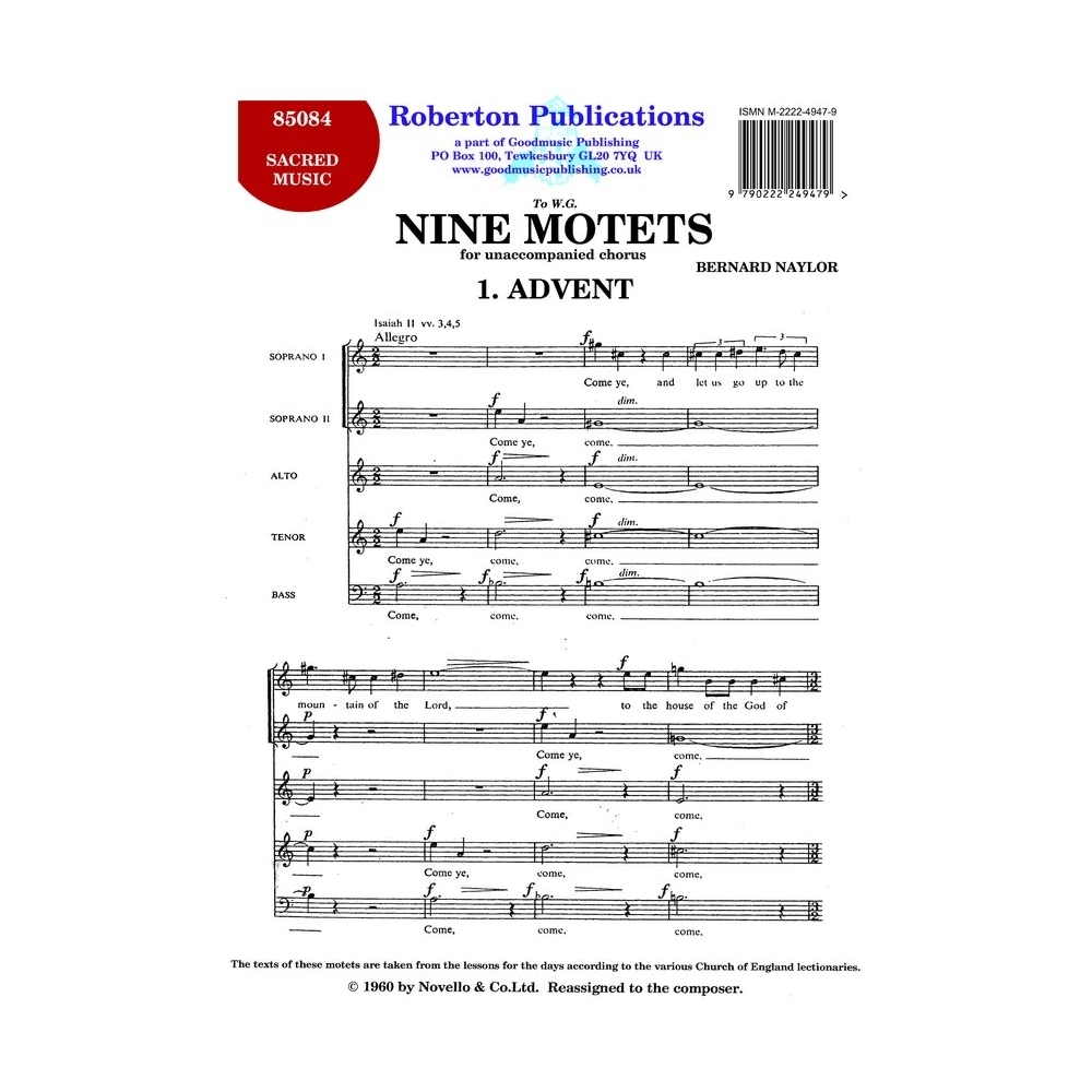 Naylor, B - 9 Motets - No.1 (Advent)