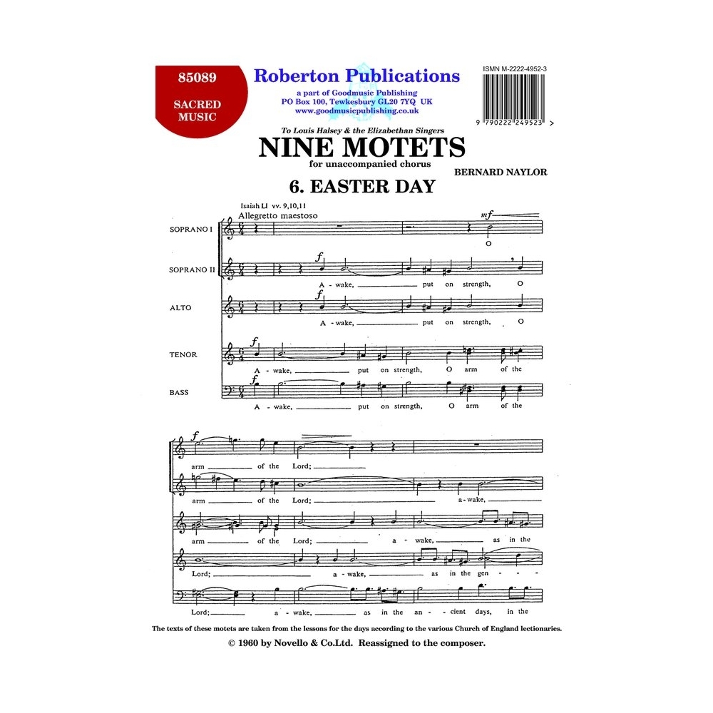 Naylor, B - 9 Motets - No.6 (Easter Day)