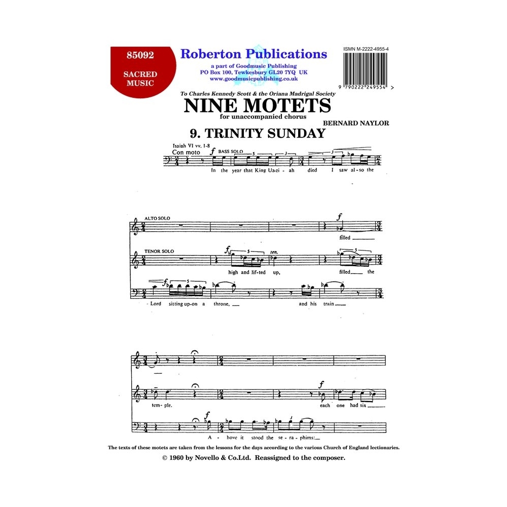 Naylor, B - 9 Motets - No.9 (Trinity Sunday)