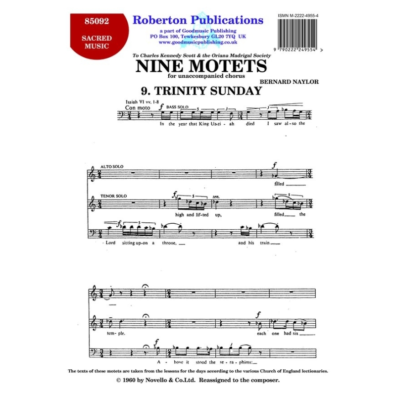Naylor, B - 9 Motets - No.9 (Trinity Sunday)
