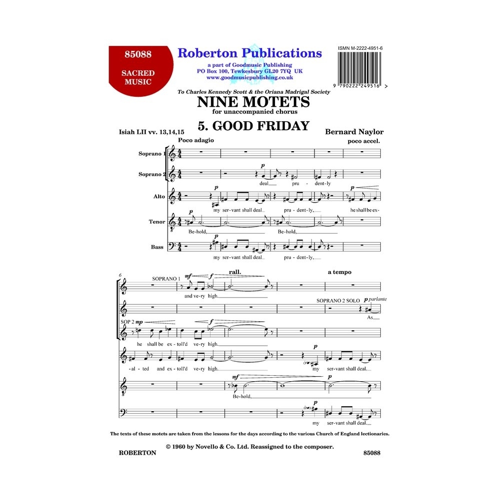 Naylor, B - 9 Motets - No.5 (Good Friday)