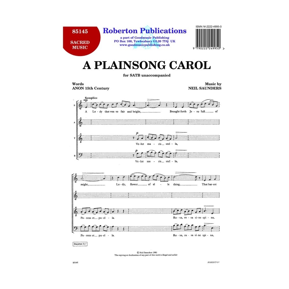 Saunders - Plainsong Carol
