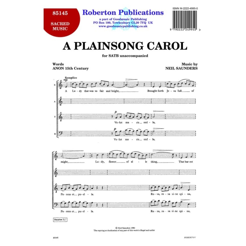 Saunders - Plainsong Carol
