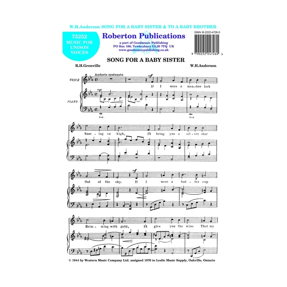 Anderson, W.H - Song for a Baby Sister/To a Baby Brother