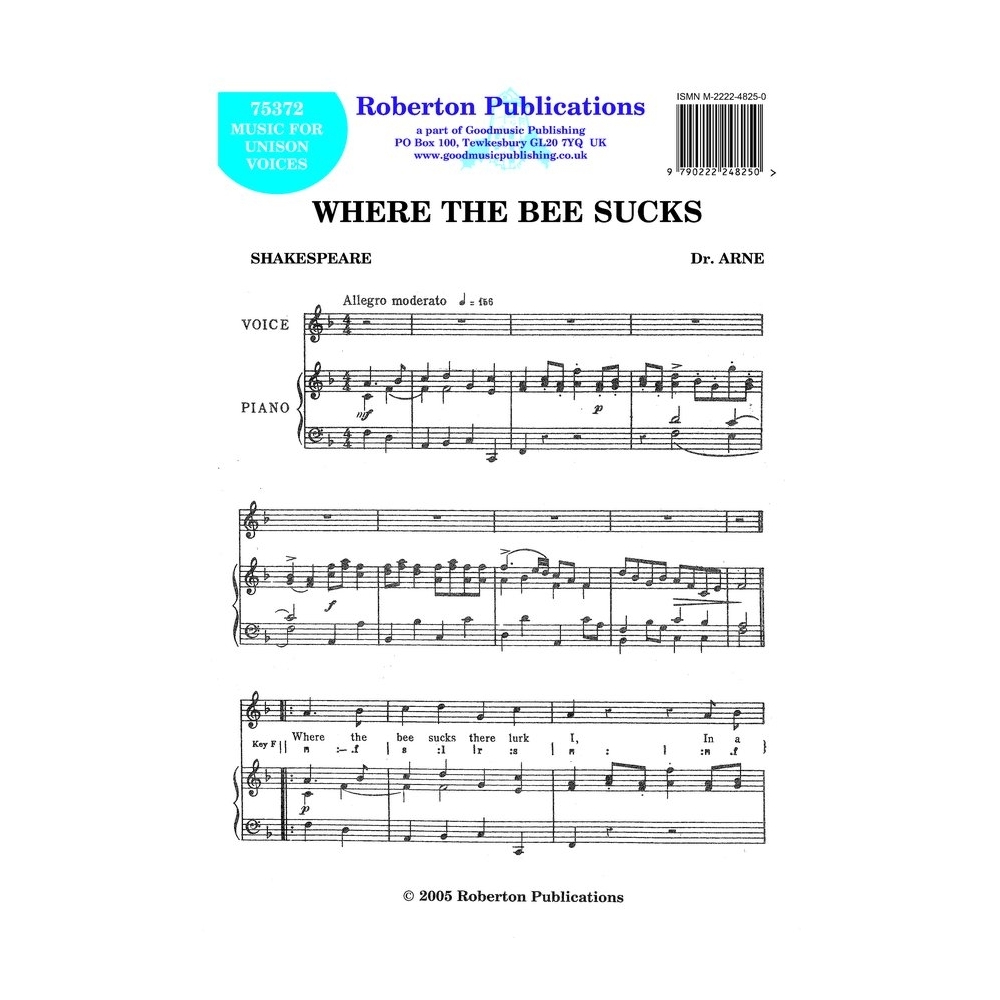 Arne - Where the Bee Sucks (key F)