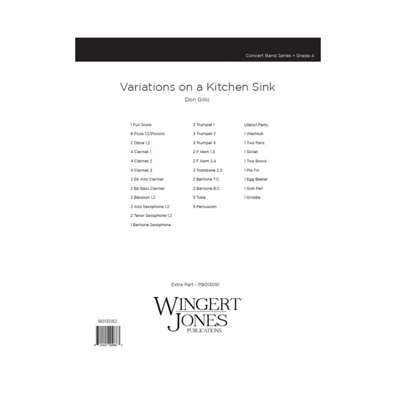 Gillis, Don - Variations On A Kitchen Sink - Full Score 