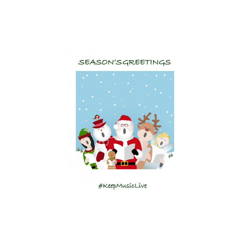 Help Musicians Charity Card: Santa's Choir - Keep Music Live (pack of 6 Christmas cards)