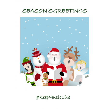 Help Musicians Charity Card: Santa's Choir - Keep Music Live (pack of 6 Christmas cards)