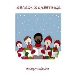 Help Musicians Charity Card: Male Carol Singers - Keep Music Live (pack of 6 Christmas cards)