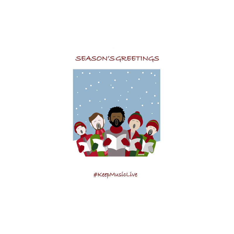 Help Musicians Charity Card: Male Carol Singers - Keep Music Live (pack of 6 Christmas cards)