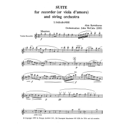 Suite for Treble Recorder and String Orchestra - Rawsthorne, Alan - Score and Parts
