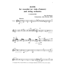 Suite for Treble Recorder and String Orchestra - Rawsthorne, Alan - Score and Parts