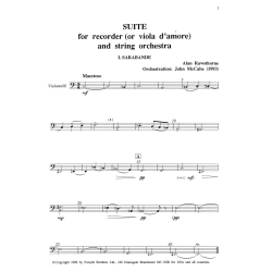 Suite for Treble Recorder and String Orchestra - Rawsthorne, Alan - Score and Parts