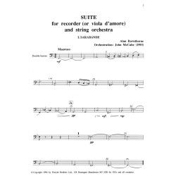 Suite for Treble Recorder and String Orchestra - Rawsthorne, Alan - Score and Parts