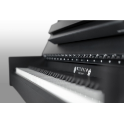 Wilhelm Schimmel W114M Modern Upright Piano in Super Matte Black with Chrome Fittings