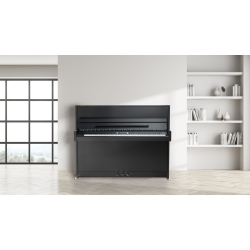 Wilhelm Schimmel W114M Modern Upright Piano in Super Matte Black with Chrome Fittings