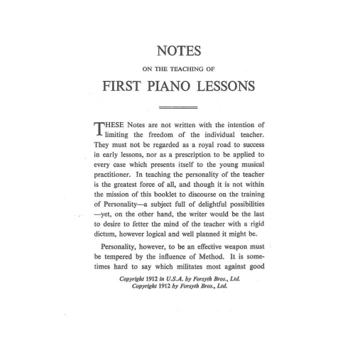 Notes on The Teaching of First Piano Lessons (Scenes at a Farm) - Carroll, Walter