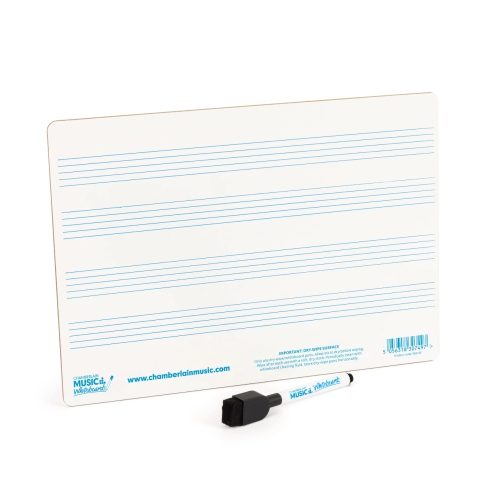 A4 mini dry-wipe music whiteboard with 4 pre-printed staves