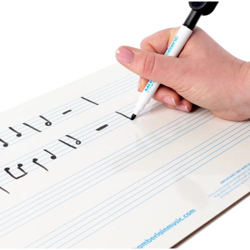 A4 mini dry-wipe music whiteboard with 4 pre-printed staves