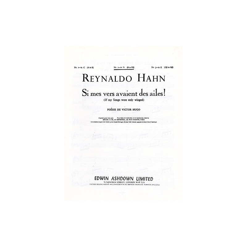 Hahn, Reynaldo - If My Songs Were Only Winged