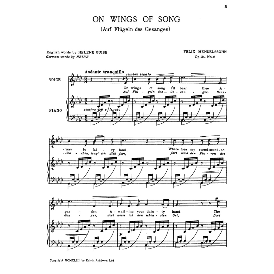 Bartholdy, Felix Mendelssohn - On Wings Of Song Op. 34 No. 2
