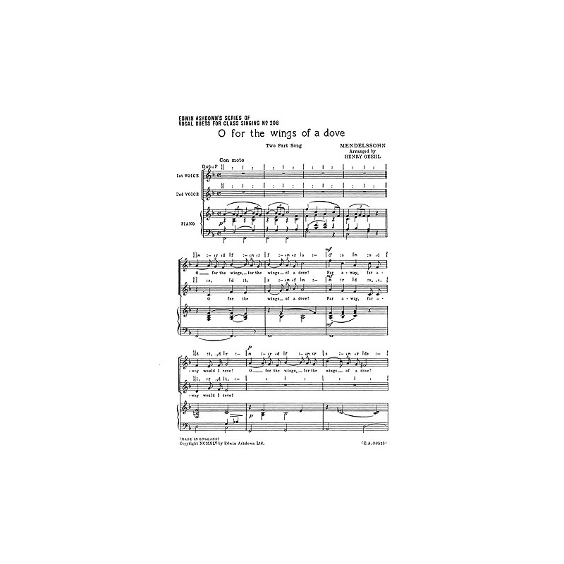 Bartholdy, Felix Mendelssohn - O For The Wings Of A Dove